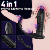 Anillo vibrador anal de silicona con control remoto y 10 vibraciones emocionantes, 3 empujes
